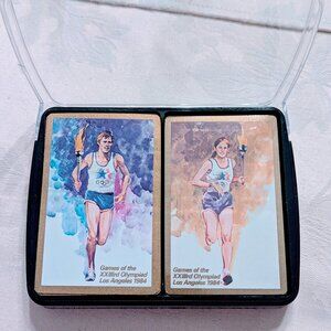 VTG 1984 LA Olympics Gold Playing Cards 2 Deck Set Case USPCC One Deck Sealed